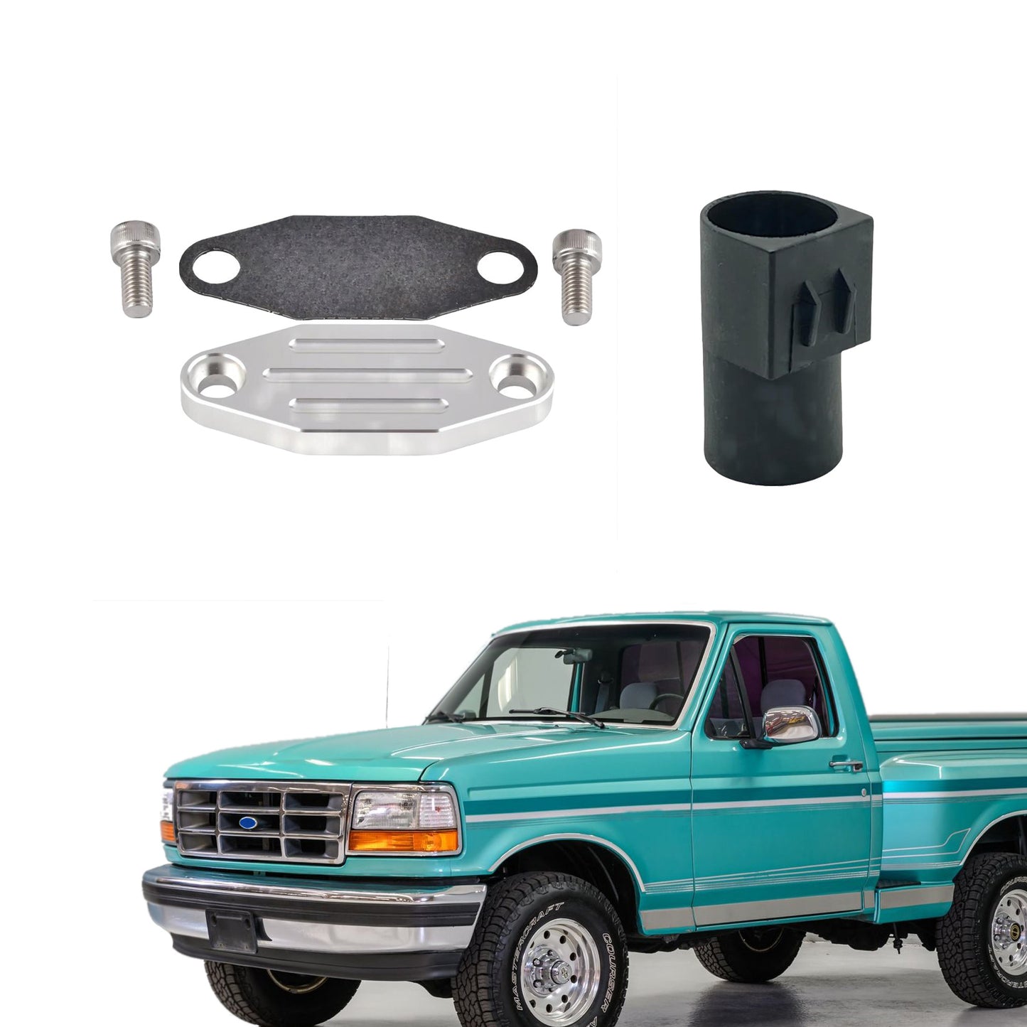 EGR Delete For 1986-1995 Ford F150 F250 F350 Mustang 2.8L 4.9L 5.0L 5.8L 7.5L Bronco EGR Simulator Eliminator Delete & Block Off Plate Kit