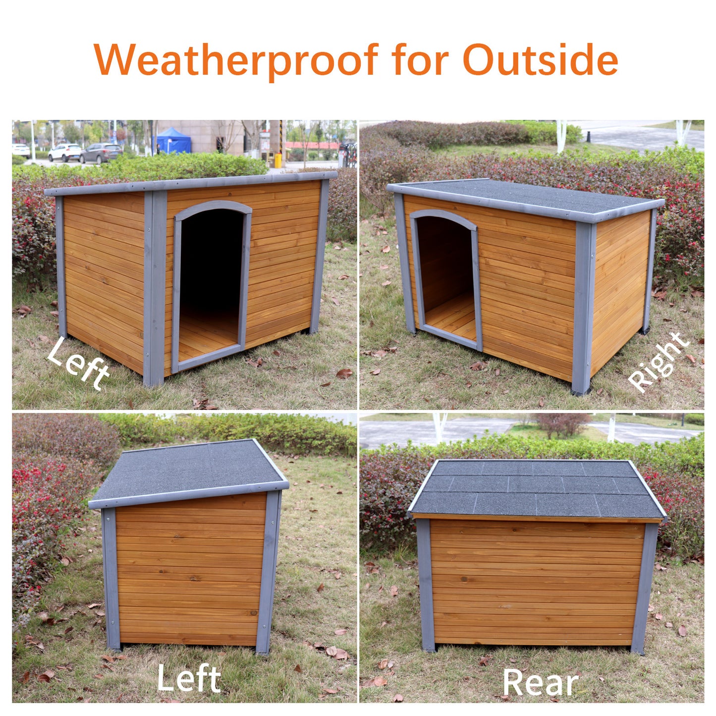 Dog House Outdoor & Indoor  Wooden Dog Kennel for Winter with Raised Feet Weatherproof for Large Dogs