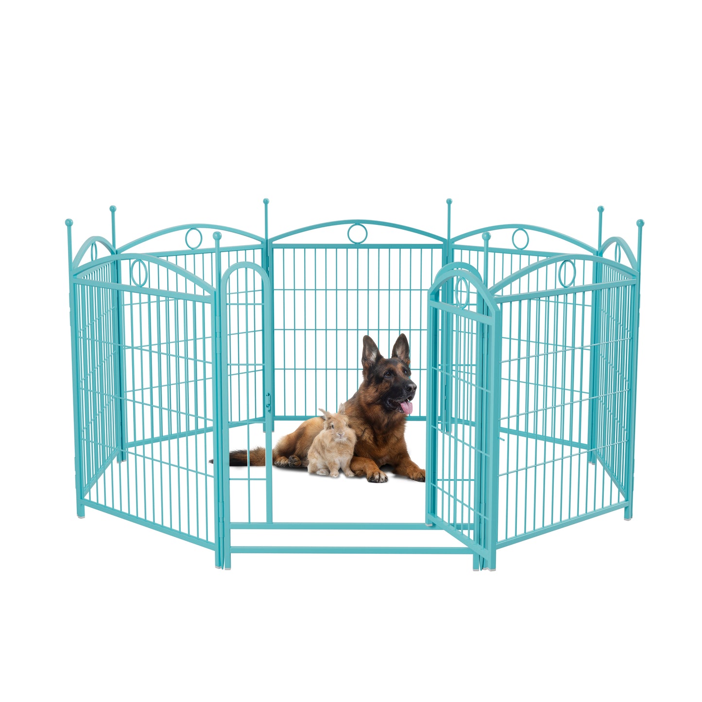 Dog Playpen Indoor 32 inch 8 Panels Metal Dog Pen Pet Dog Fence Outdoor Exercise Pen with Doors, Heavy Duty Dog Fence Puppy Pen for Large Medium Small Dogs Indoor Outdoor Foldable Pet Exercise Pen