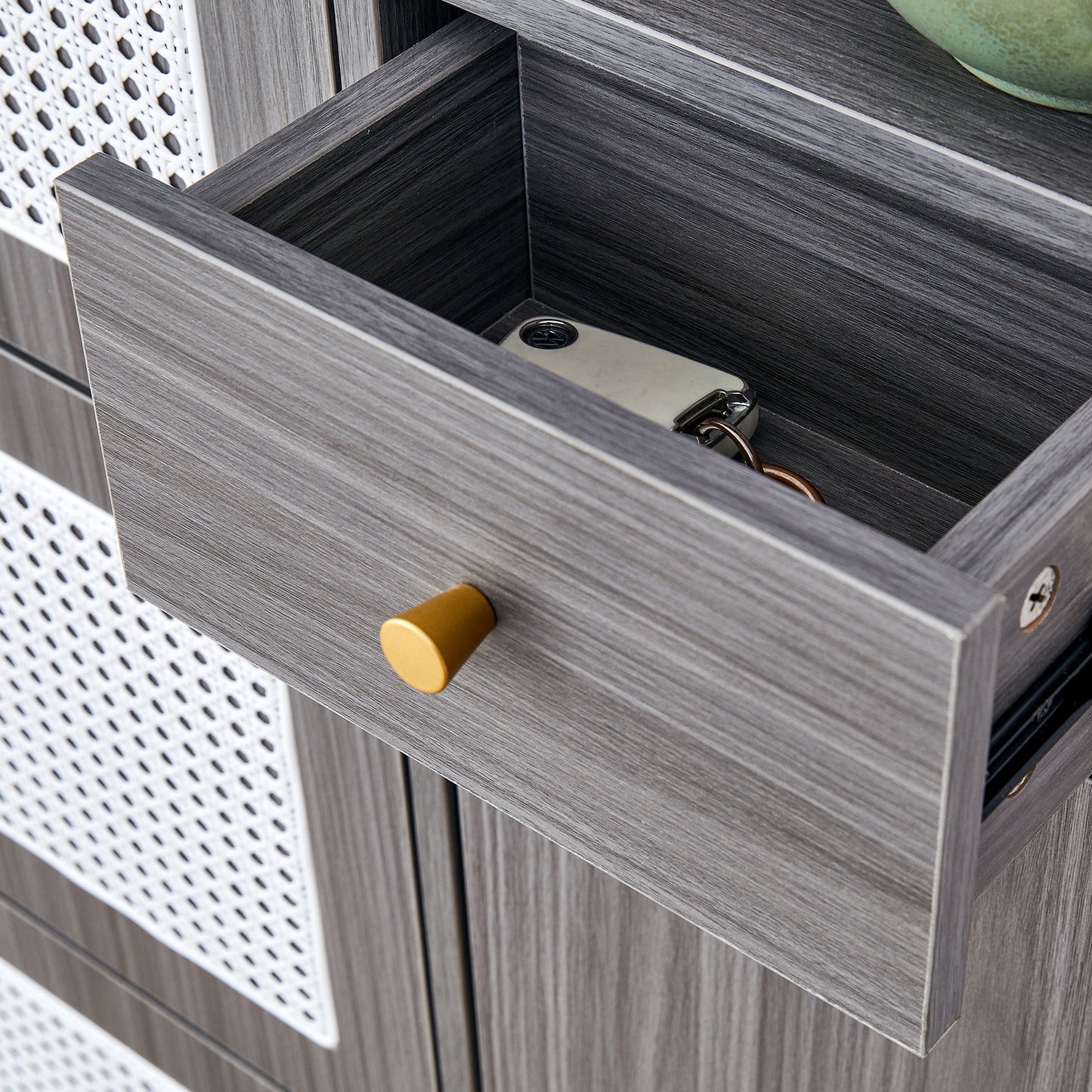 Modern minimalist storage cabinet, Japanese rattan shoe cabinet, bed top cabinet, small home furniture. Suitable for corridors and living rooms. GZ-DI-03