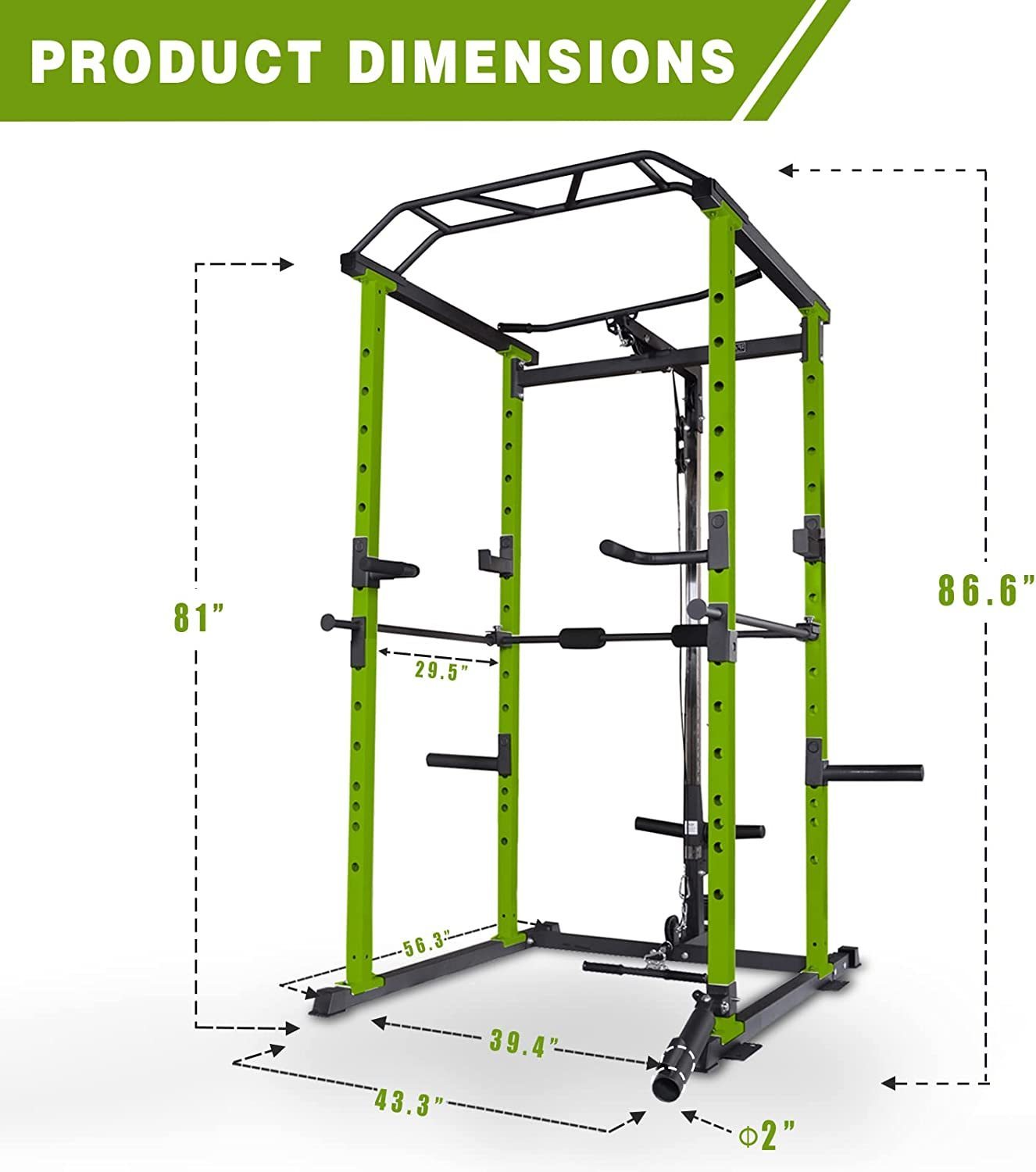 Multi-functional Power Cage,Home Adjustable Pullup Squat Rack 1000Lbs Capacity Comprehensive Fitness Barbell Rack