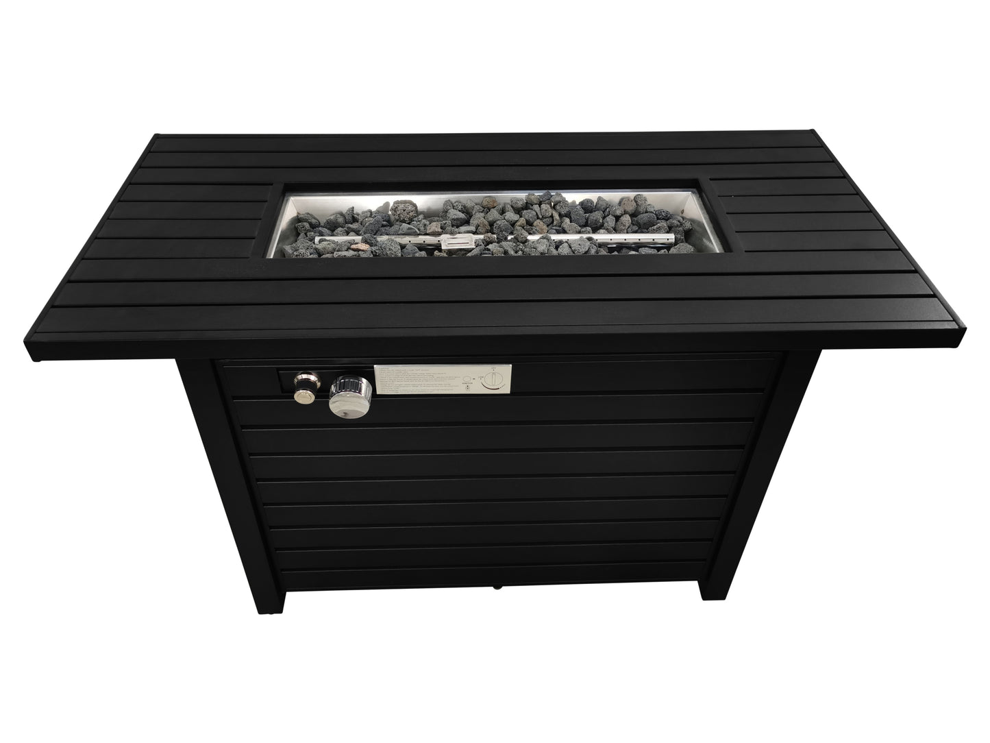 25" H x 42" W Steel Outdoor Fire Pit Table with Lid (Black)