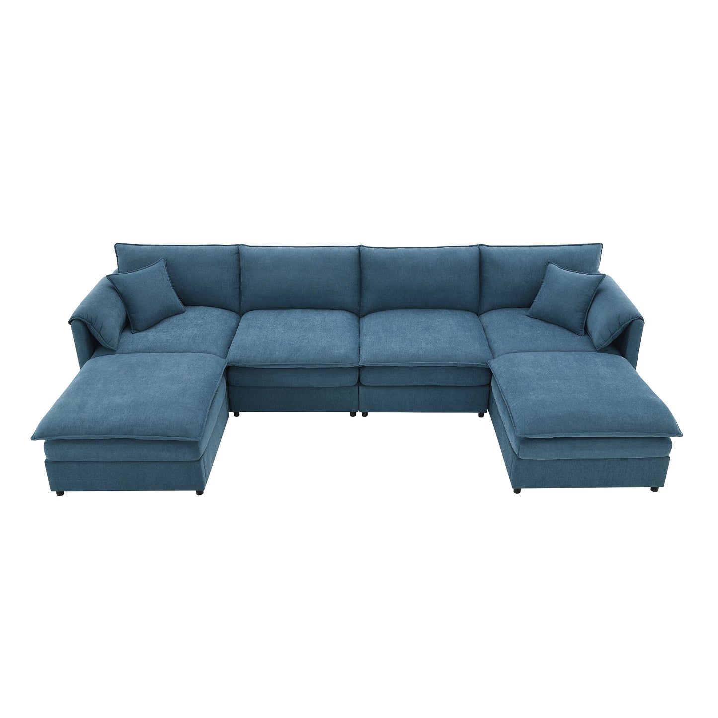 [SantaChoice] 134x66" Chenille Modular Sectional Sofa,U Shaped Cloud Couch Set with Double Cushions ,6 Seat Sleeper Sofa Bed with Ottomans,Oversized Indoor Furniture for Living Room, 3 Colors