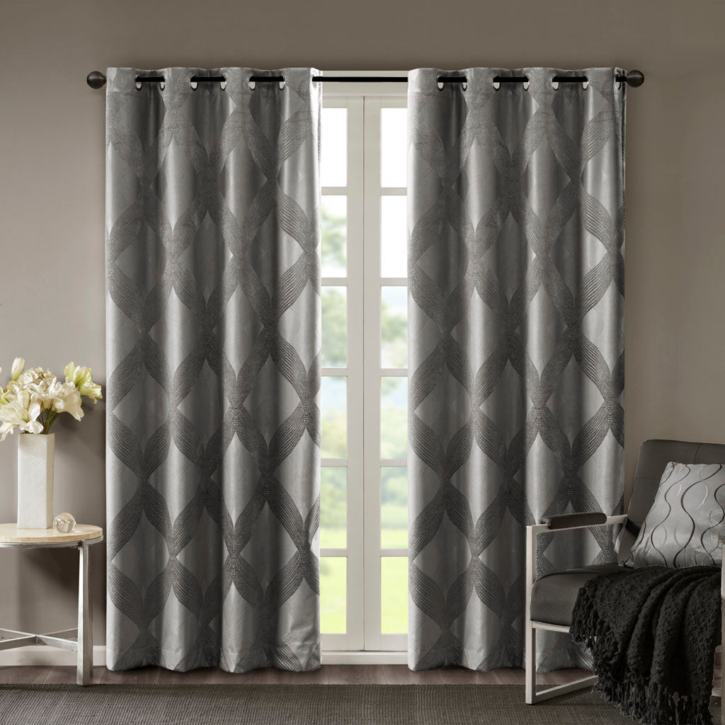 Ogee Knitted Jacquard Total Blackout Curtain Panel(Only 1 Pc Panel)