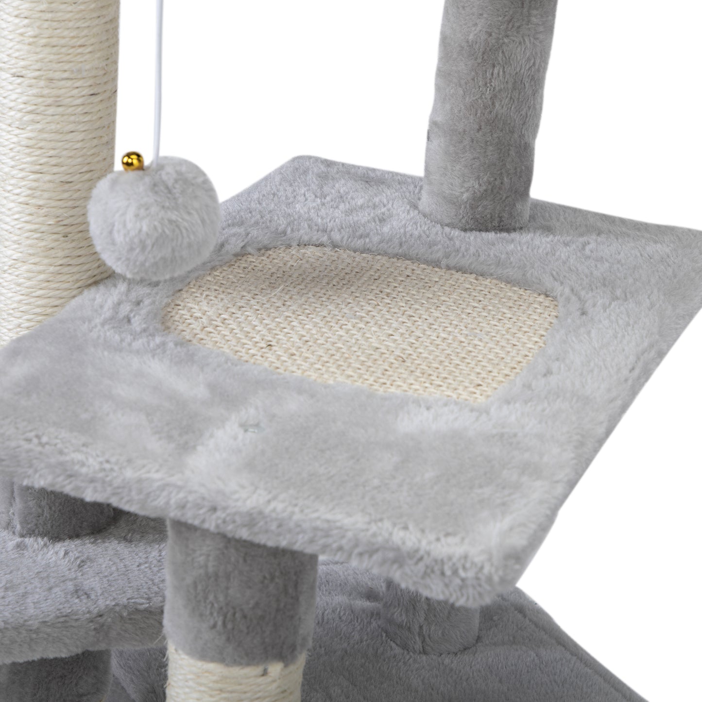 Double Level Cat Tree Stand House Furniture Kittens Activity Tower Posts Kitty Pet Play House - light gray