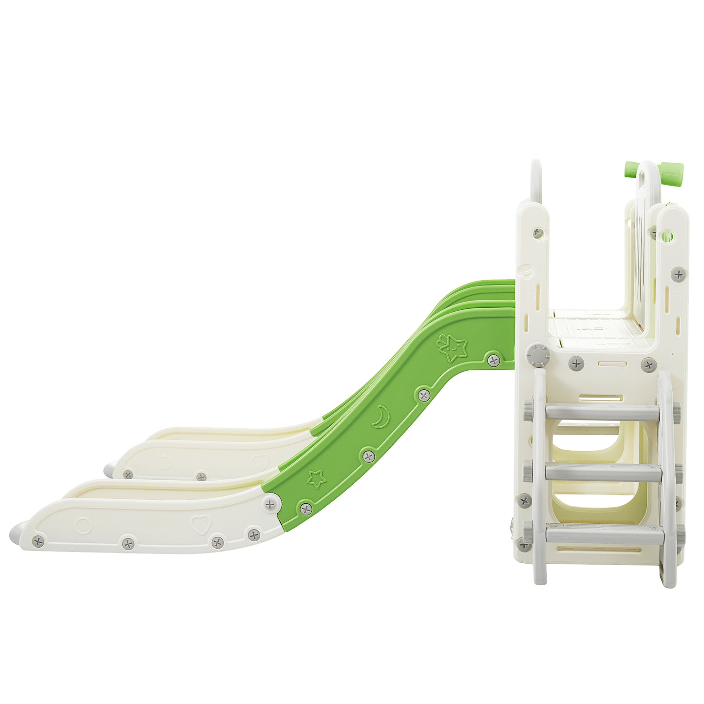 Kids Slide Playset Structure 8 in 1, Freestanding Ocean Themed Set with Slide, Arch Tunnel,Basketball Hoop and Telescope, Double Slides for Toddlers, Kids Climbers Playground