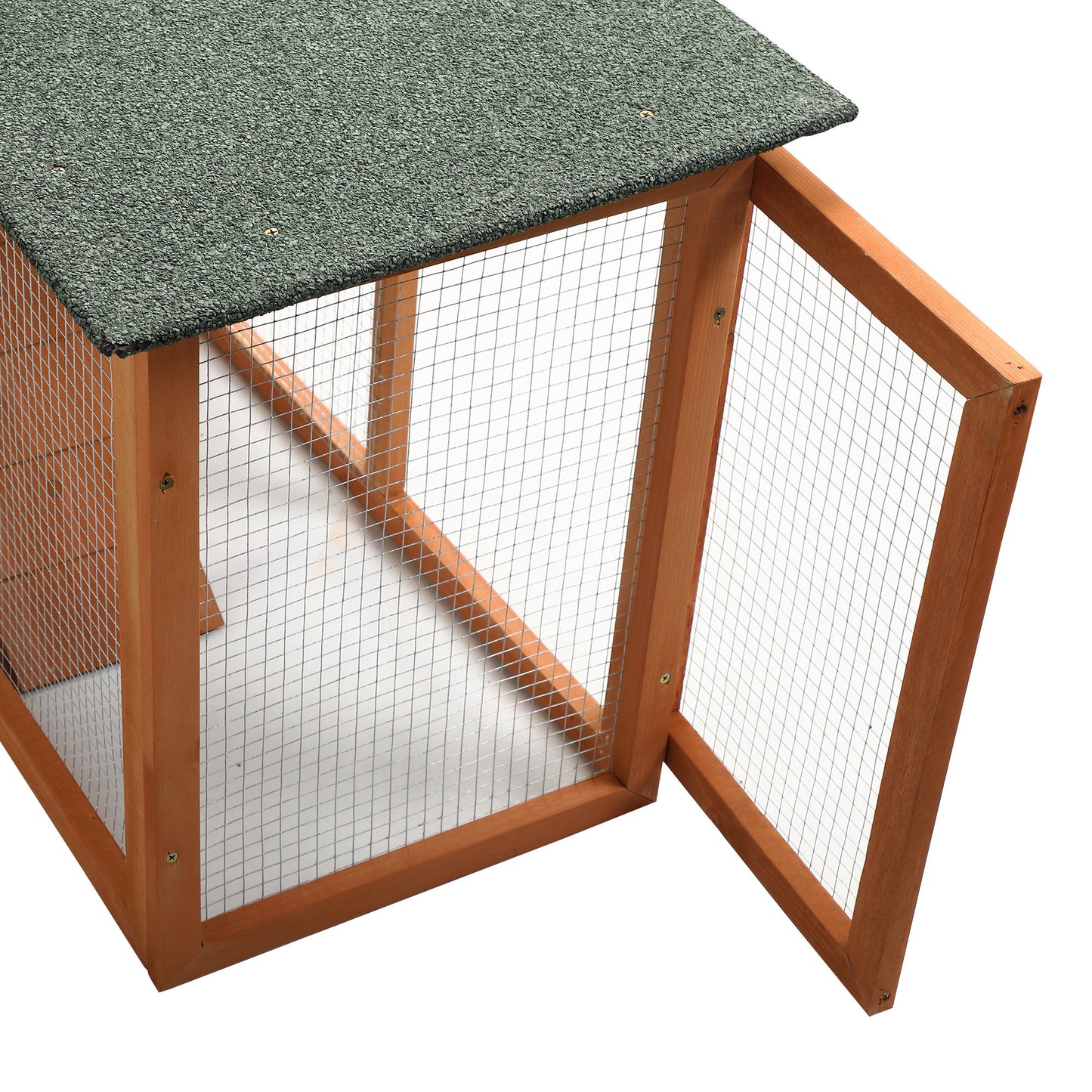 Large Wooden Rabbit Hutch Indoor and Outdoor Bunny Cage with a Tray and Runs for Small Animals, Orange