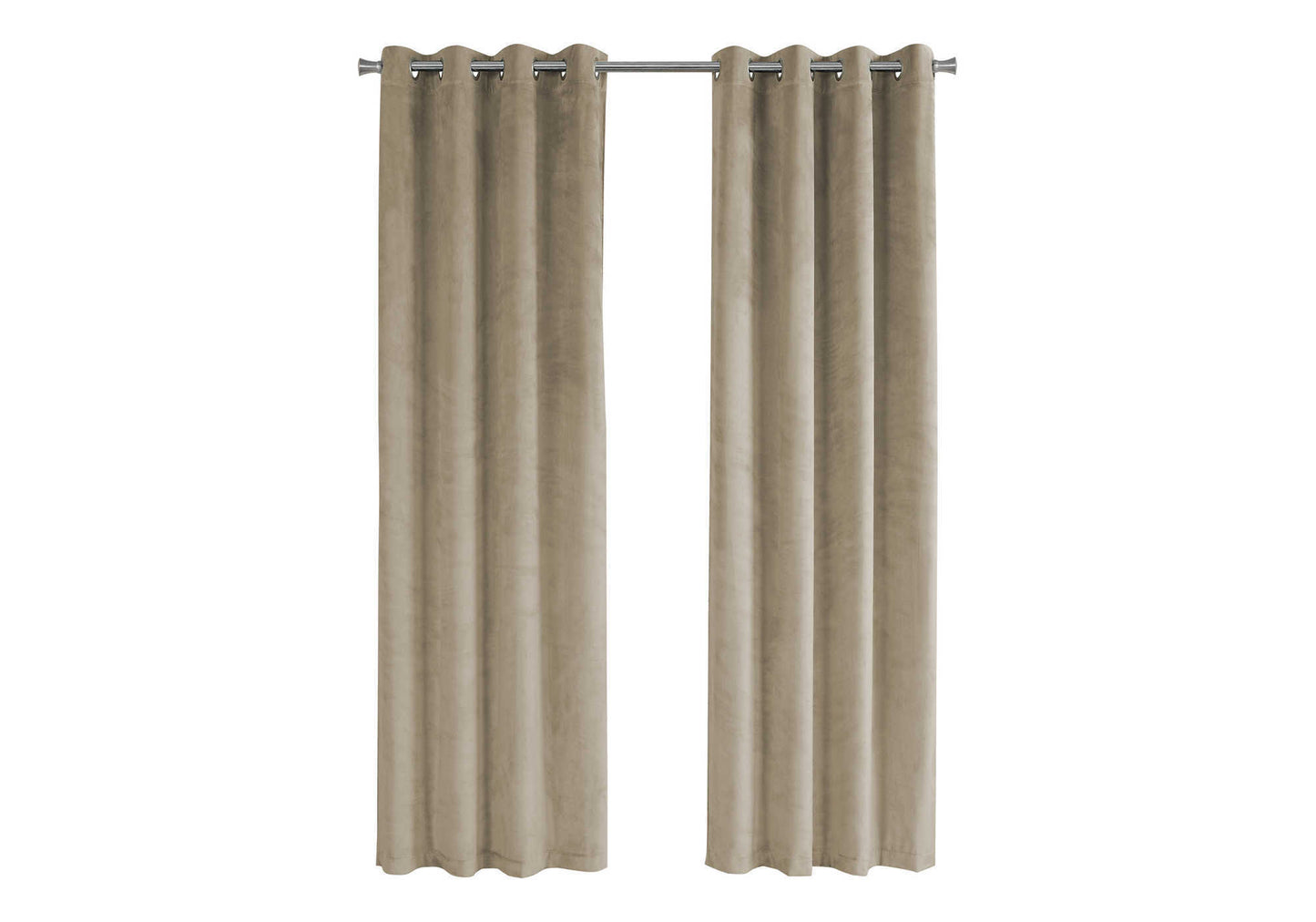 Curtain Panel, 2pcs Set, 54'w X 84'l, Room Darkening, Grommet, Living Room, Bedroom, Kitchen, Beige Velvet, Contemporary, Modern