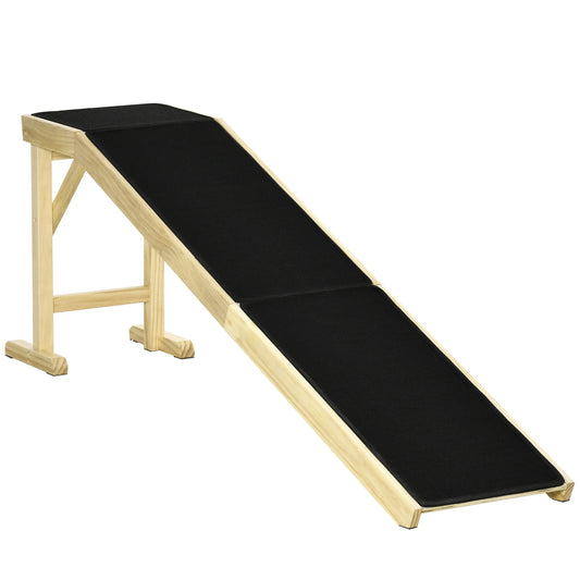 PawHut Dog Ramp for Bed, Pet Ramp for Dogs with Non-Slip Carpet and Top Platform, 74" x 16" x 25", Natural