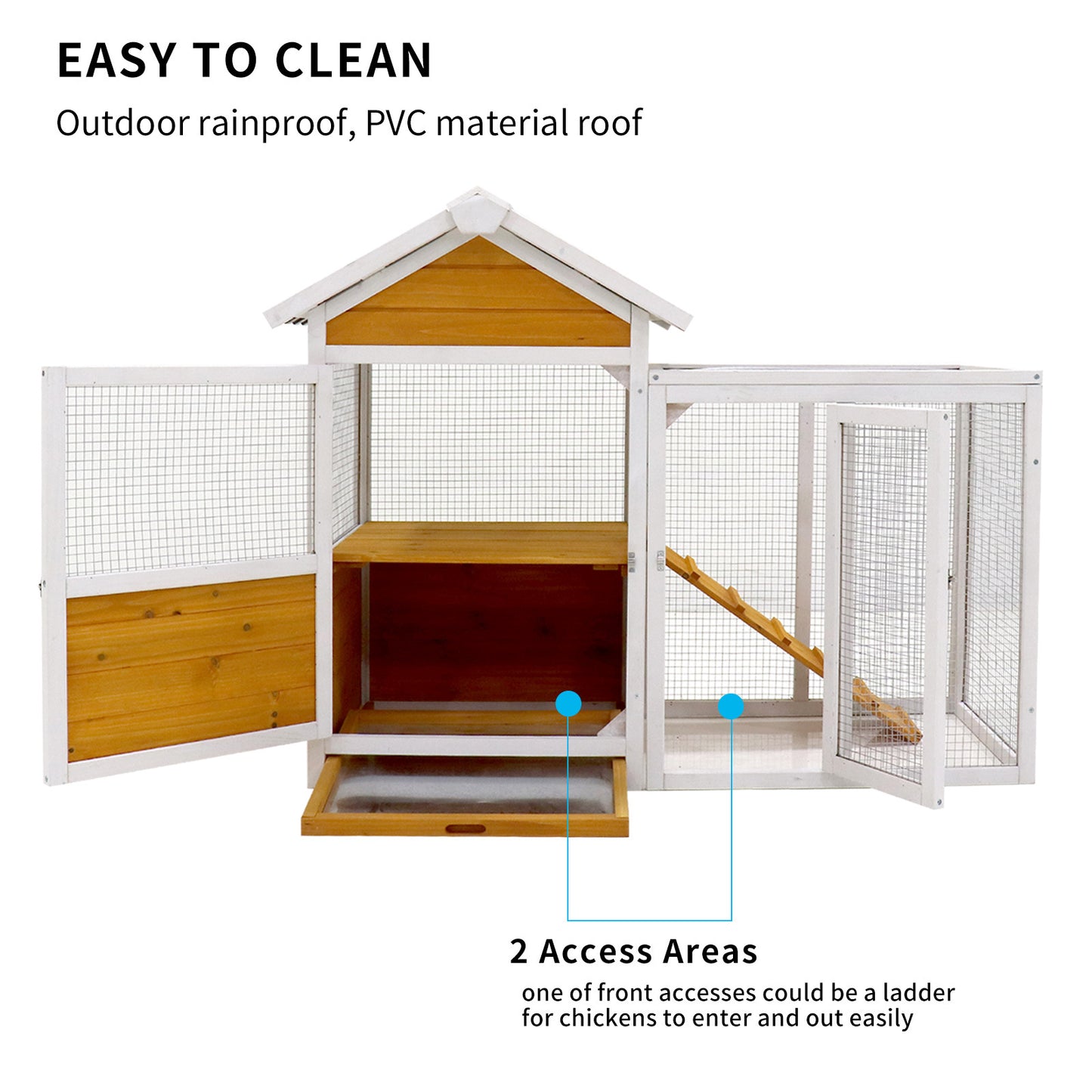 Large outdoor chicken coop Wooden chicken coop, duck coop with nest box, bird cage, rabbit cage - waterproof PVC board ( yellow brown  gradient 80°)