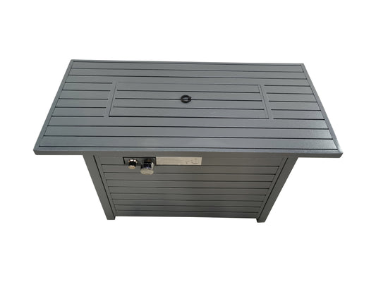 25'' H x 42'' W Steel Propane Outdoor Fire Pit Table with Lid (Grey)