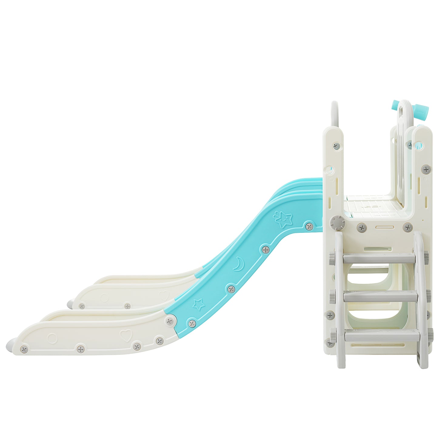 Kids Slide Playset Structure 8 in 1, Freestanding Ocean Themed Set with Slide, Arch Tunnel,Basketball Hoop and Telescope, Double Slides for Toddlers, Kids Climbers Playground