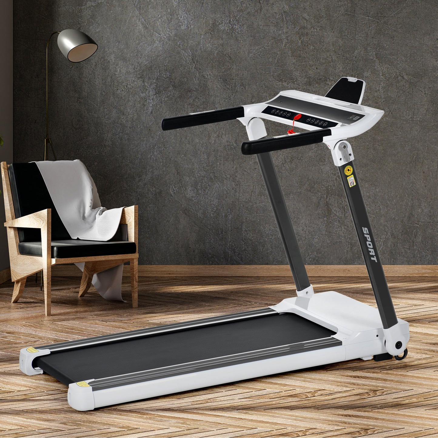 Portable Compact Treadmill;Electric Motorized  3.5HP;14KM/H;Medium Running Machine Motorised Gym 330lbs;Foldable for Home Gym Fitness Workout Jogging Walking;Bluetooth Speaker  APP FITIME