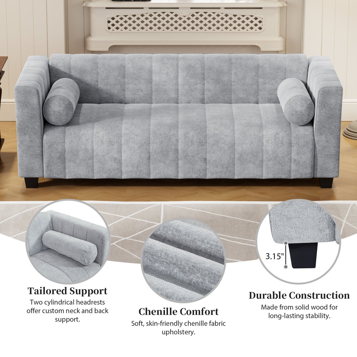 [SantaChoice] U_Style  78.7''Upholstered Sofa for Living Room, Bedroom, Salon, Simplified Style