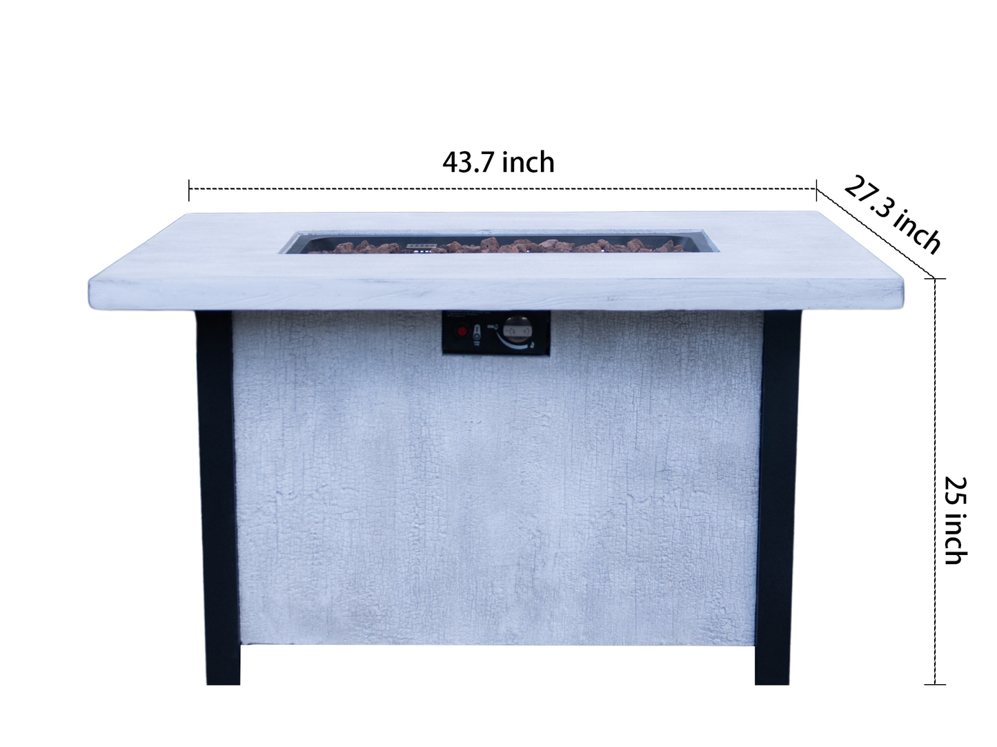 44" W x 25" H Outdoor Patio Propane Gas Fire Pit Table - 50,000 BTU High-temperature-resistant carving process for environmentally friendly materials with the effect of charcoal grain