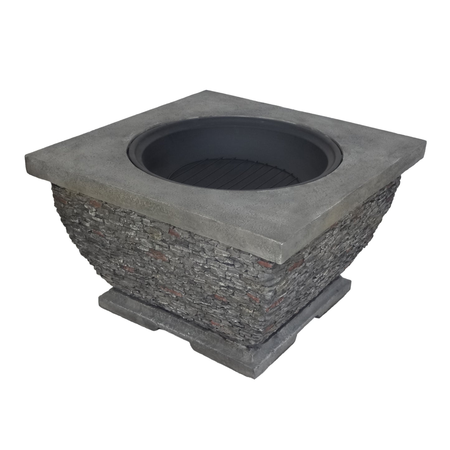 32"  MgO Light-Weight Concrete Wood Burning Square Fire Pit, Grey