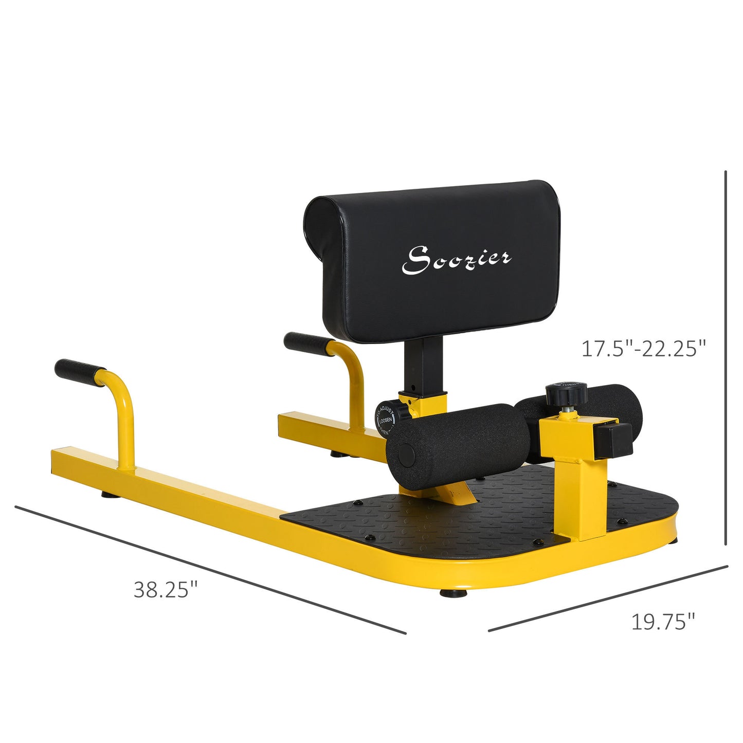 Soozier 3-in-1 Padded Push Up Sit Up Deep Sissy Squat Machine Home Gym Fitness Equipment, Yellow