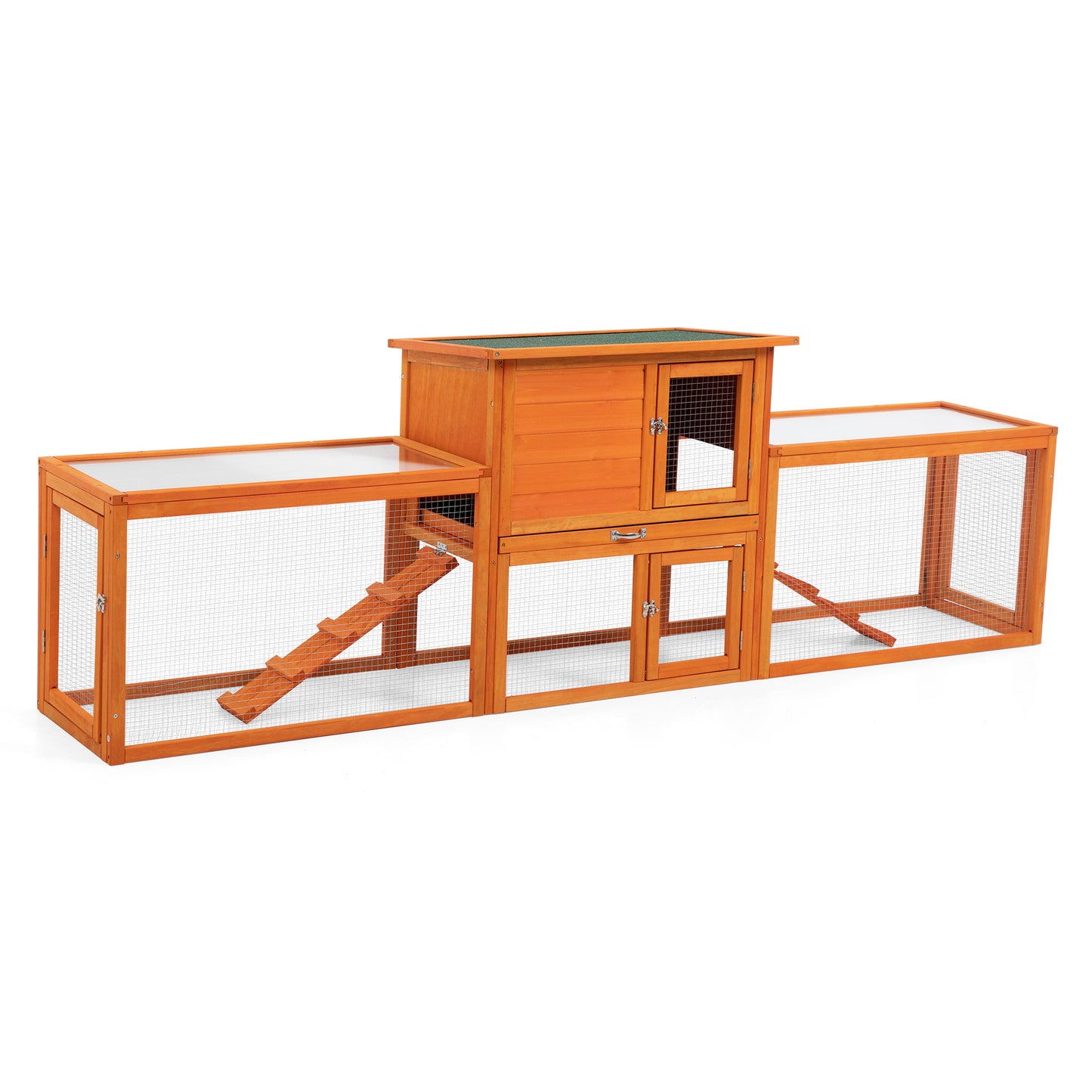 Large three box rabbit cage,for Indoor and Outdoor Use, orange