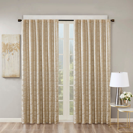 Jacquard Lined Total Blackout Rod Pocket/Back Tab Curtain Panel(Only 1 Pc Panel)