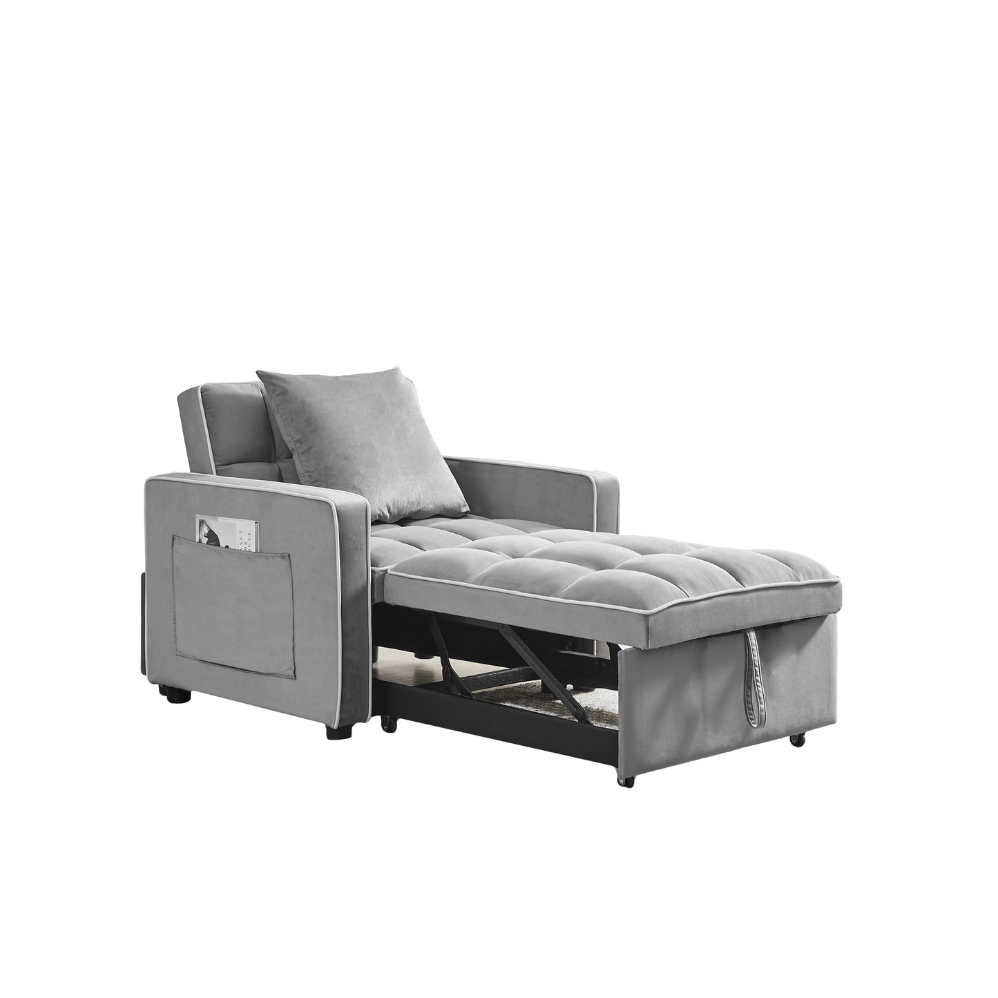 [SantaChoice] Three-in-one sofa bed chair folding sofa bed adjustable back into a sofa recliner single bed adult modern chair bed berth Grey