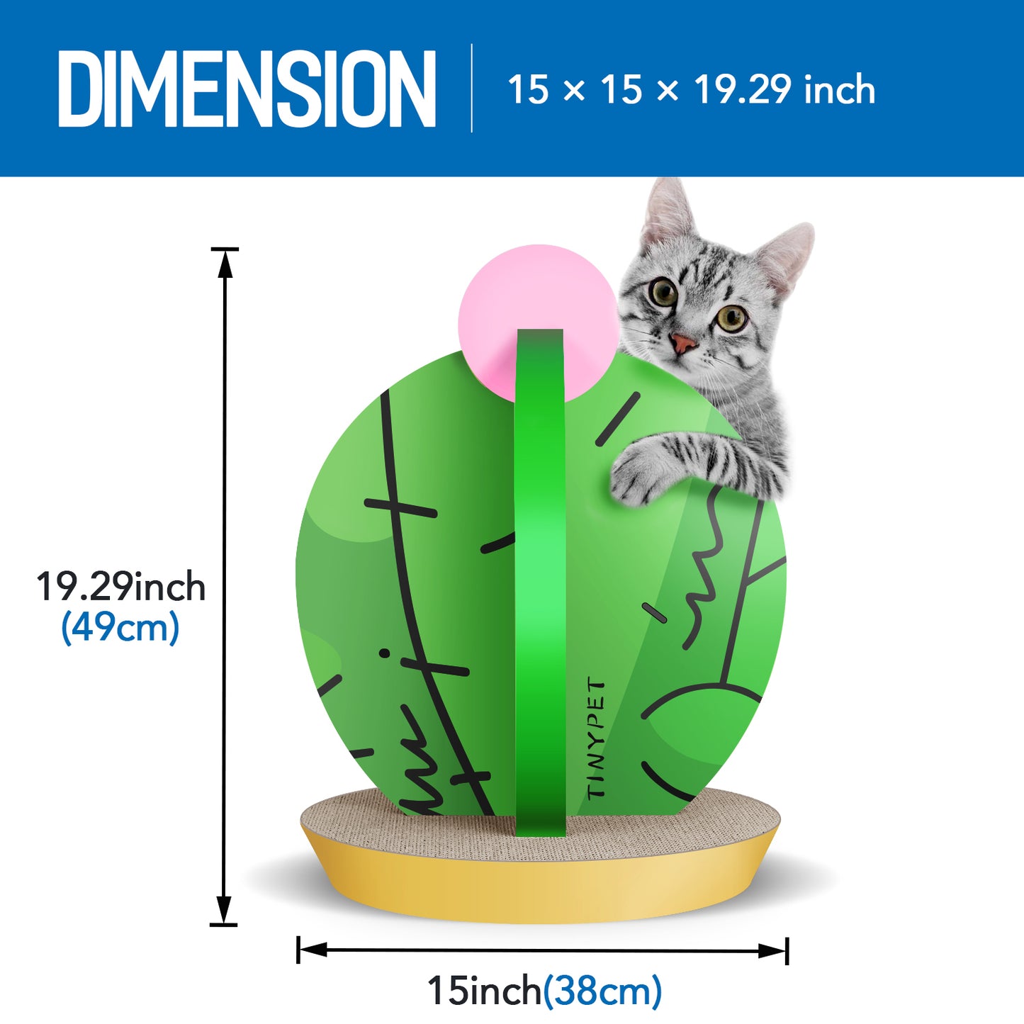 Cat Condo Scratcher Post Cardboard, Cactus shape Cat Scratching Board, 15x15x19.29 inch