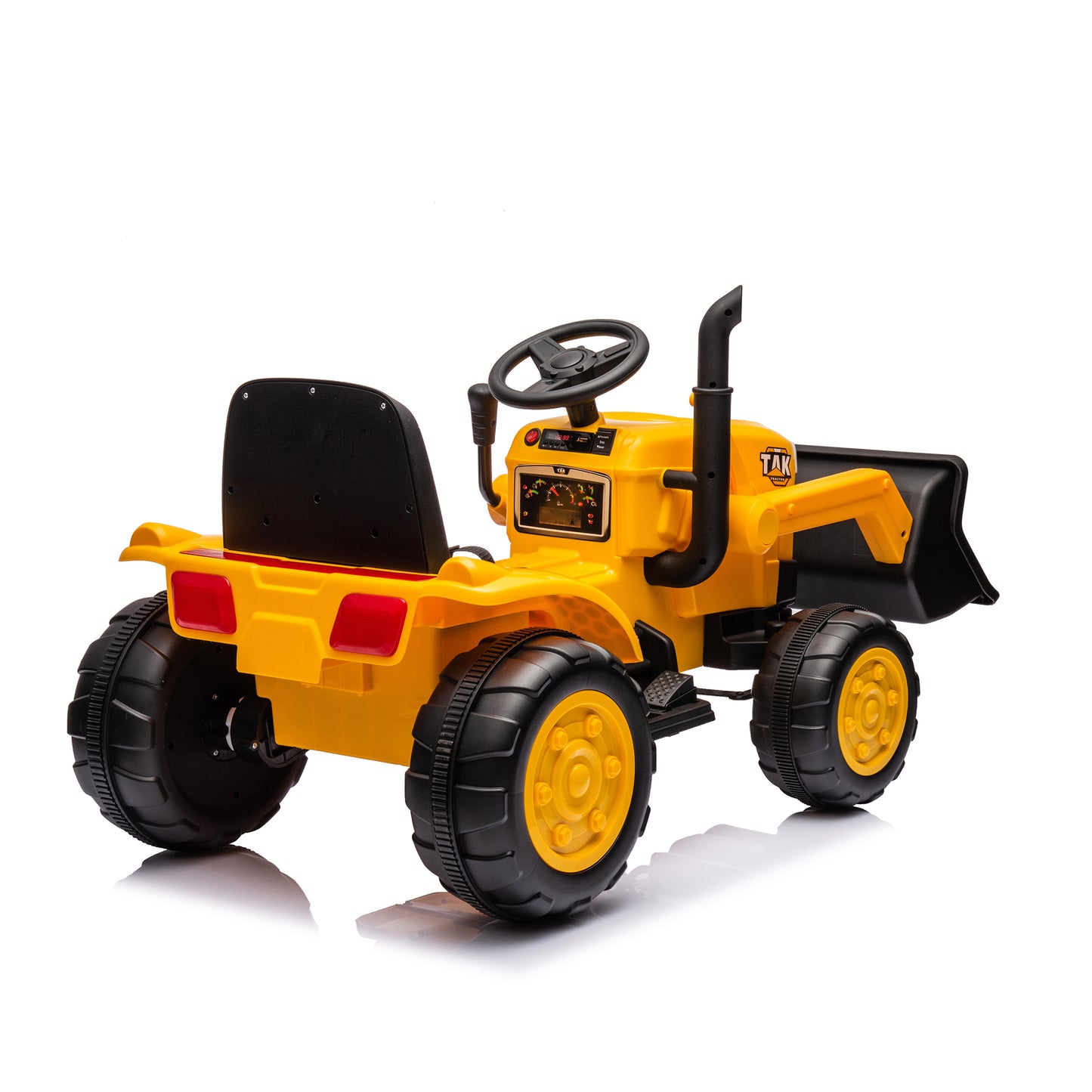 12V Kids Ride on Tractor Electric Excavator Battery Powered Motorized Car for Kids Ages 3-6, with Front Loader, Digging Handle, Remote Control, & Bright Headlight, Yellow