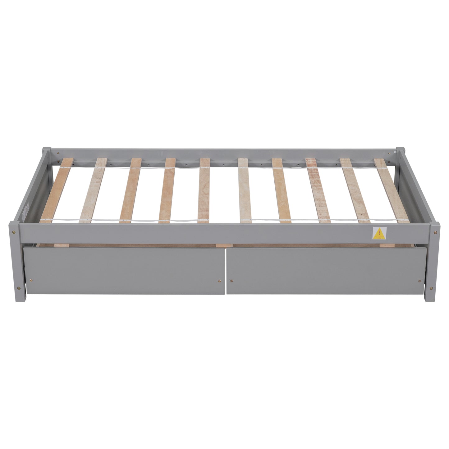 Twin Bed with 2 Drawers, Solid Wood, No Box Spring Needed ,Grey(Old SKU:W50422208)