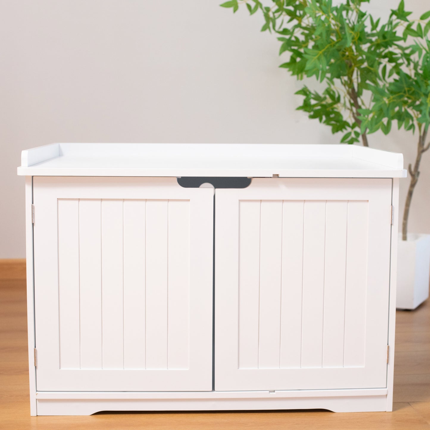 30"Litter box shell, hidden litter box furniture cabinet, indoor cat room side table, large pet box bedside table, litter box toilet, indoor kennel (white)