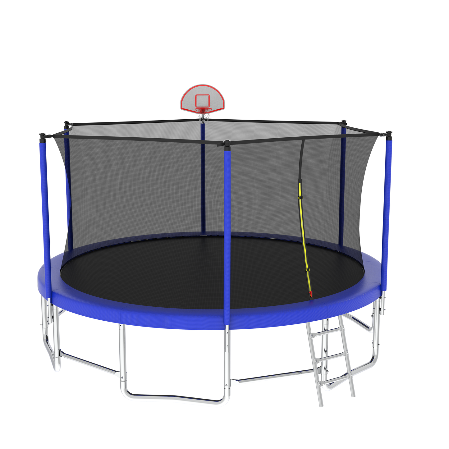 16FT Trampoline with Balance Bar & Basketball Hoop&Ball, ASTM Approved Reinforced Type Outdoor Trampoline with Enclosure Net