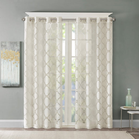 Fretwork Burnout Sheer Curtain Panel(Only 1 Pc Panel)