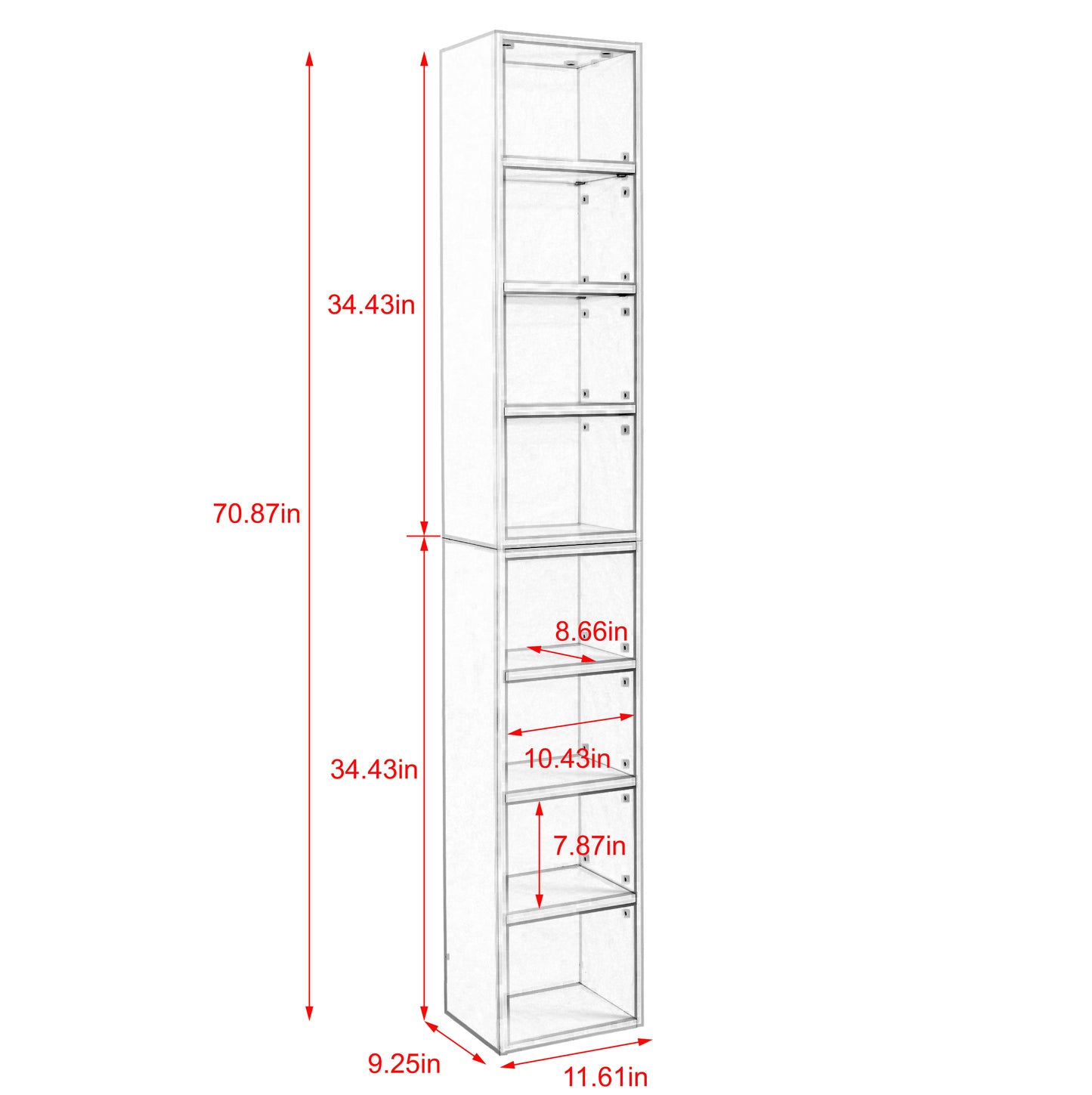 8-Tier Media Tower Rack, CD DVD Slim Storage Cabinet with Adjustable Shelves, Tall Narrow Bookcase Display Bookshelf for Home Office,Multi-functional double-decker bookcase