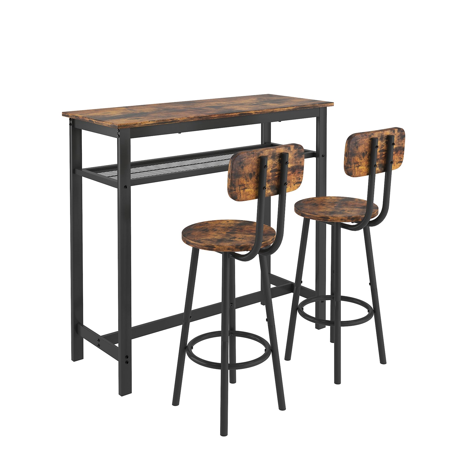 [SantaChoice] Bar table, equipped with 2 bar stools , with backrest and partition (Rustic Brown)