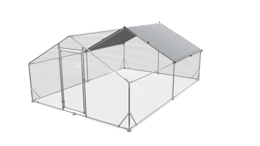 Large Metal Chicken Coop Walk-in Poultry Cage Hen Run House Rabbits Habitat Cage Spire Shaped Coop with Waterproof and Anti-Ultraviolet Cover (13.1' L x 9.8' W x 6.4' H)