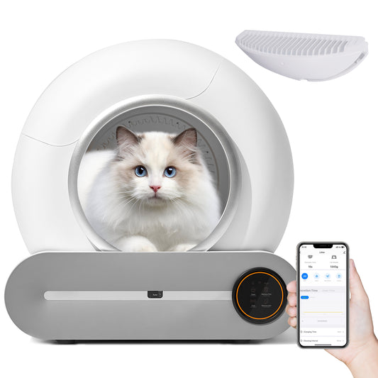 Self-Cleaning Cat Litter Box, Automatic Scooping and Odor Removal, App Control Support 2.4G WiFi, Smart Automatic Cat Litter Box with Liner