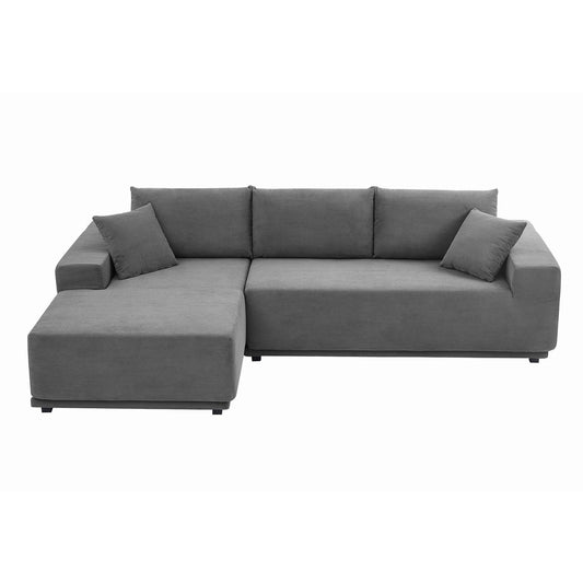 [SantaChoice] Sectional Couch Covers 2 pcs L Shape Sectional Sofa corduroy Couches for Living Room, Bedroom, Salon, 2 PC Free CombinationIncluding bottom frame . Grey