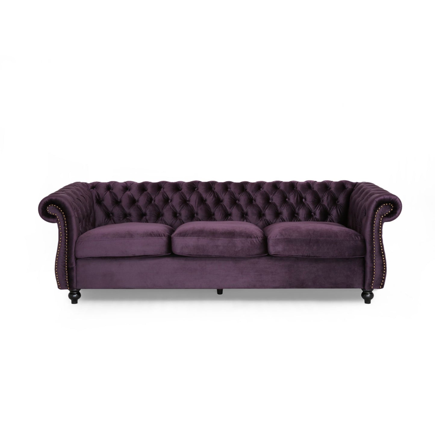 [SantaChoice] Luxurious 3-Seater Purple Velvet Sofa, Featuring a Classic Design with Modern Elegance, Perfect for Adding Sophistication and Style to Any Living Room, Plush Comfort and Durable Craftsmanship