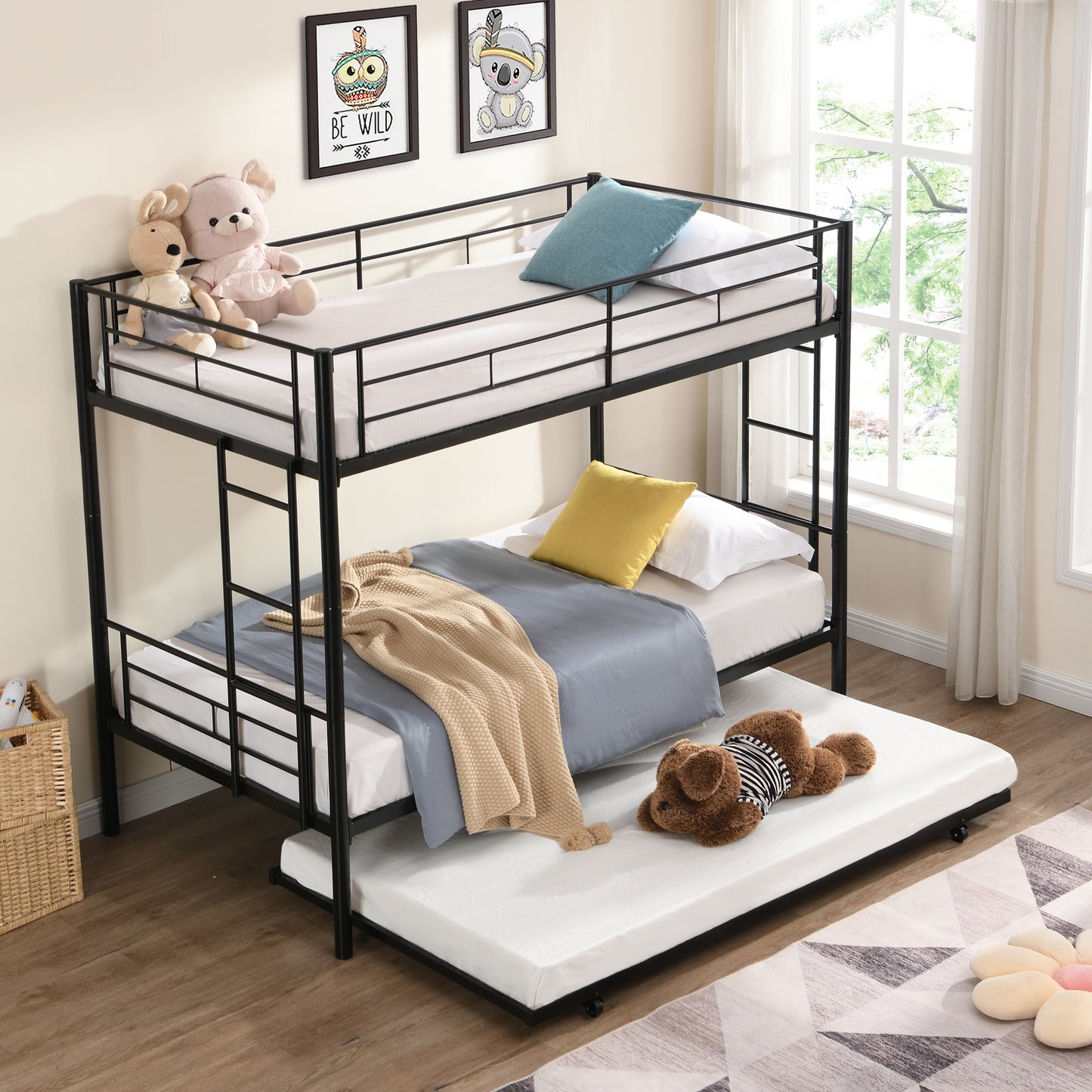 METAL Bunk Bed with trundle  Black