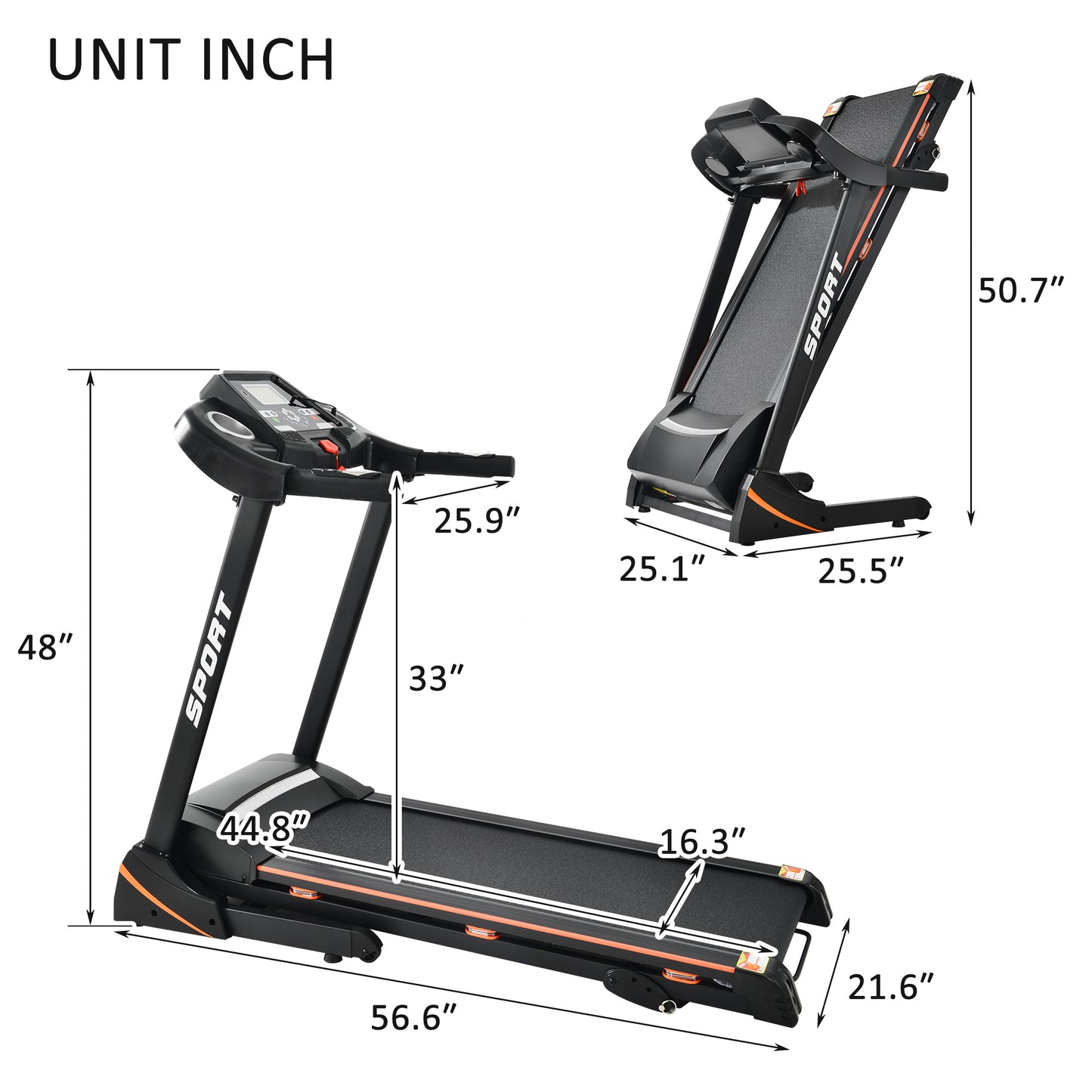 Folding Electric 3.5HP Treadmill With Incline Medium Running Machine Motorised LCD Gym 330lbs Folding Treadmill Electric Motorized Power 14.8KM/H Running Fitness Machine Gym(W54031811 Upgrade )