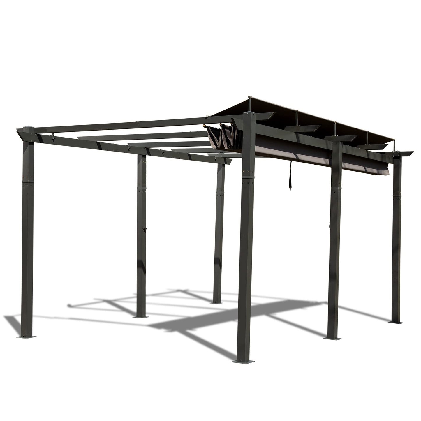 [SantaChoice] 11 X 16 FT Outdoor Living Outdoor Retractable Pergola with Weather-Resistant Canopy Aluminum Garden Pergola Patio Grill Gazebo for Courtyard -Dark Gray