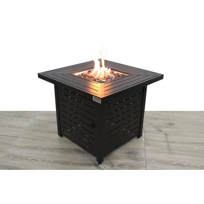 25'' H x 30'' W Steel Outdoor Fire Pit Table with Lid