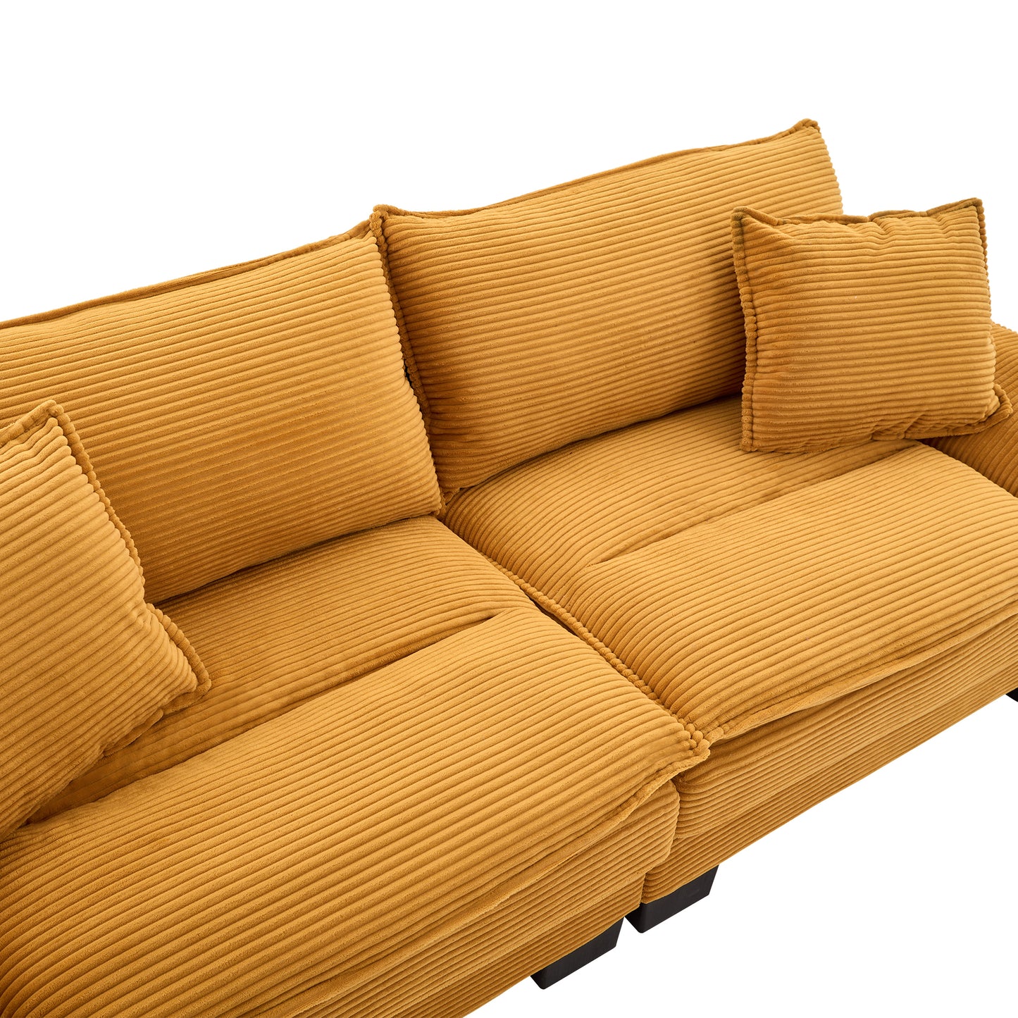 Corduroy Sofa Sleeper Couch Loveseat Sofa with Pillows Comfy Upholstered Deep Seat Sofa for Bedroom,Living Room,Apartment,Office,Dorm-Yellow Corduroy