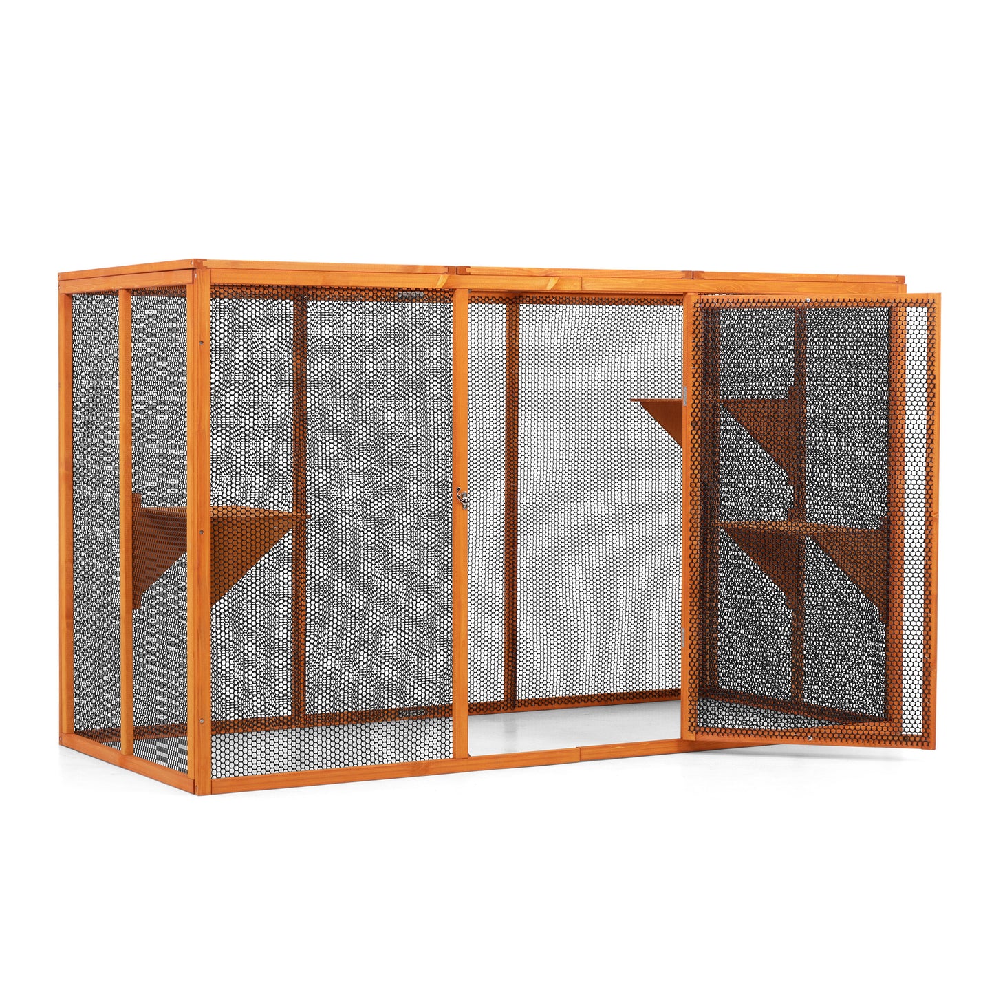 Detachable Cat Enclosure with Waterproof Roof and 3 Jumping Platforms, Orange