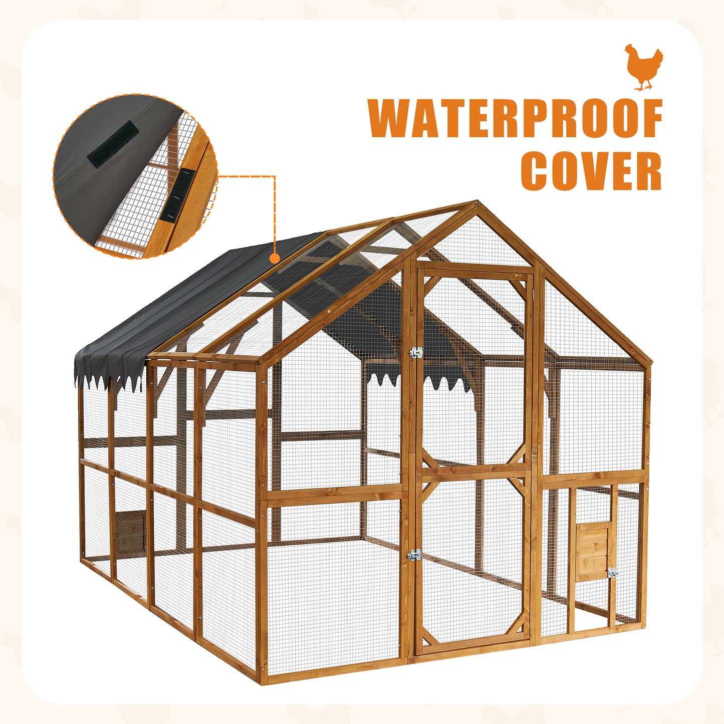 Outdoor Chicken Coop Enclosures 110" Large Kitten Playpen,Upgrade Waterproof Cover