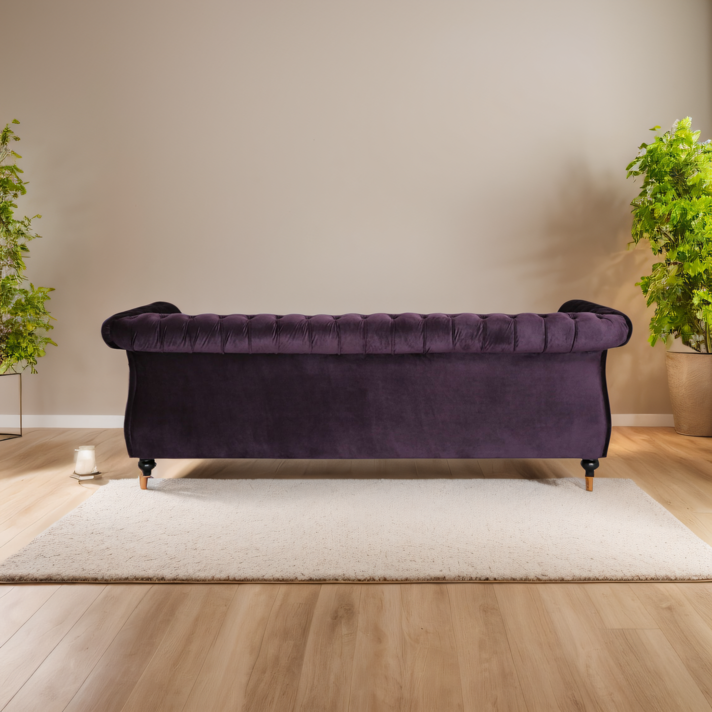 [SantaChoice] Luxurious 3-Seater Purple Velvet Sofa, Featuring a Classic Design with Modern Elegance, Perfect for Adding Sophistication and Style to Any Living Room, Plush Comfort and Durable Craftsmanship