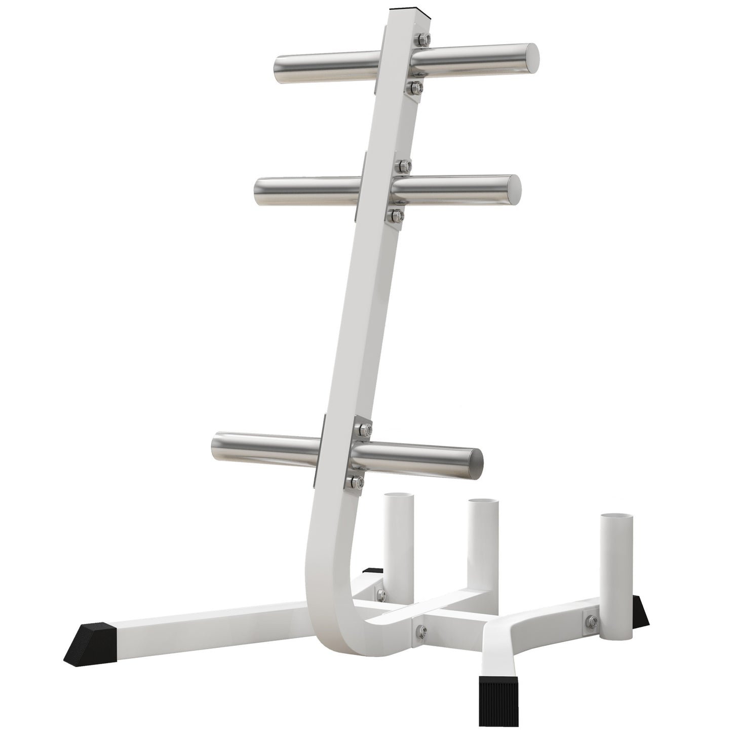 Soozier 2-inch Weight Rack for Plates and 3 Bars, Olympic Weight Tree Bumper Plate Storage Holder, 660 lbs. Capacity, White