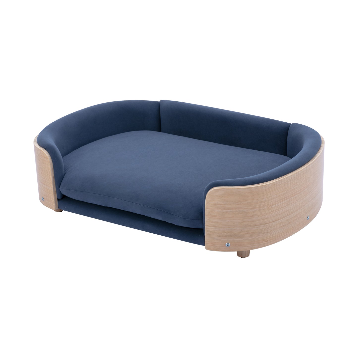 Scandinavian style Elevated Dog Bed Pet Sofa With Solid Wood legs and Bent Wood Back, Velvet Cushion,Large Size