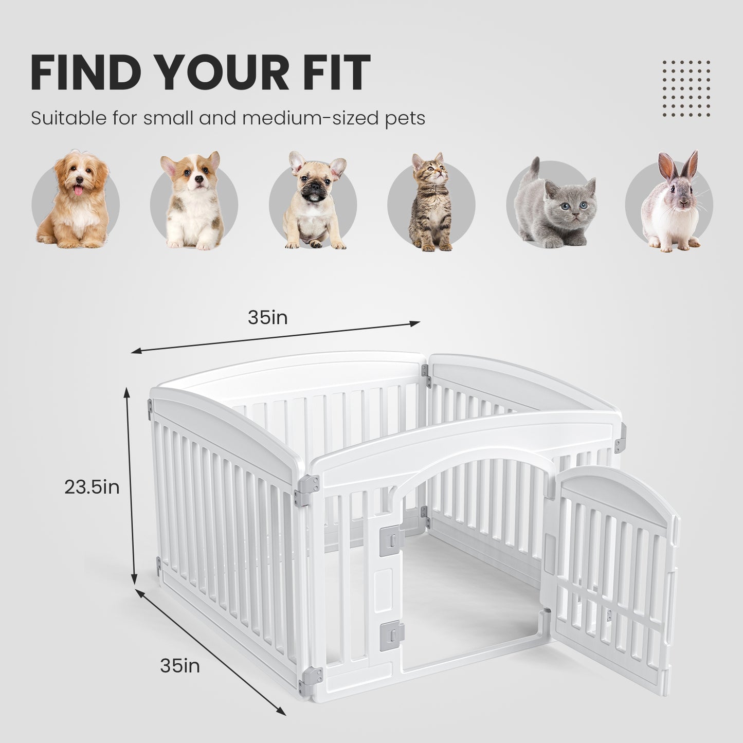 Dog Playpen Adjustable Folding Portable Pet Fence for Small to Medium Dogs Indoor Outdoor Use,4-Panel,White