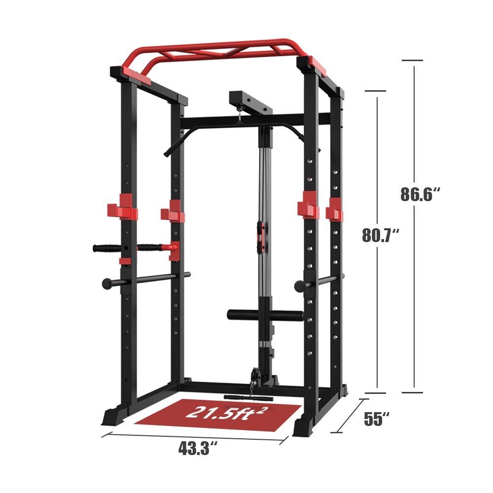 Multi-functional Power Cage,Home Adjustable Pullup Squat Rack 1000Lbs Capacity Comprehensive Fitness Barbell Rack