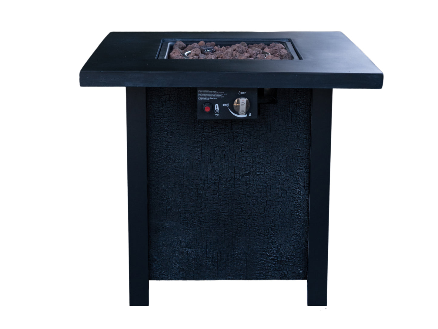 25" H Outdoor Patio Propane Gas Fire Pit Table - 50,000 BTU High-temperature-resistant carving process for environmentally friendly materials with the effect of rattan weaving grain