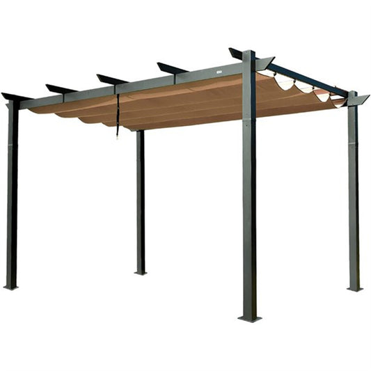 Outdoor Retractable Pergola with Weather-Resistant Sun Shade Canopy, Aluminum Pergola Gazebo for BBQ, Party, Wedding, Patio, Backyard, Deck, Garden